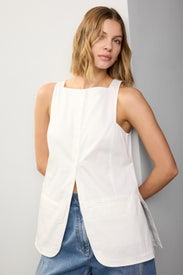 Chino Slit Front Sleeveless Tunic by Tibi