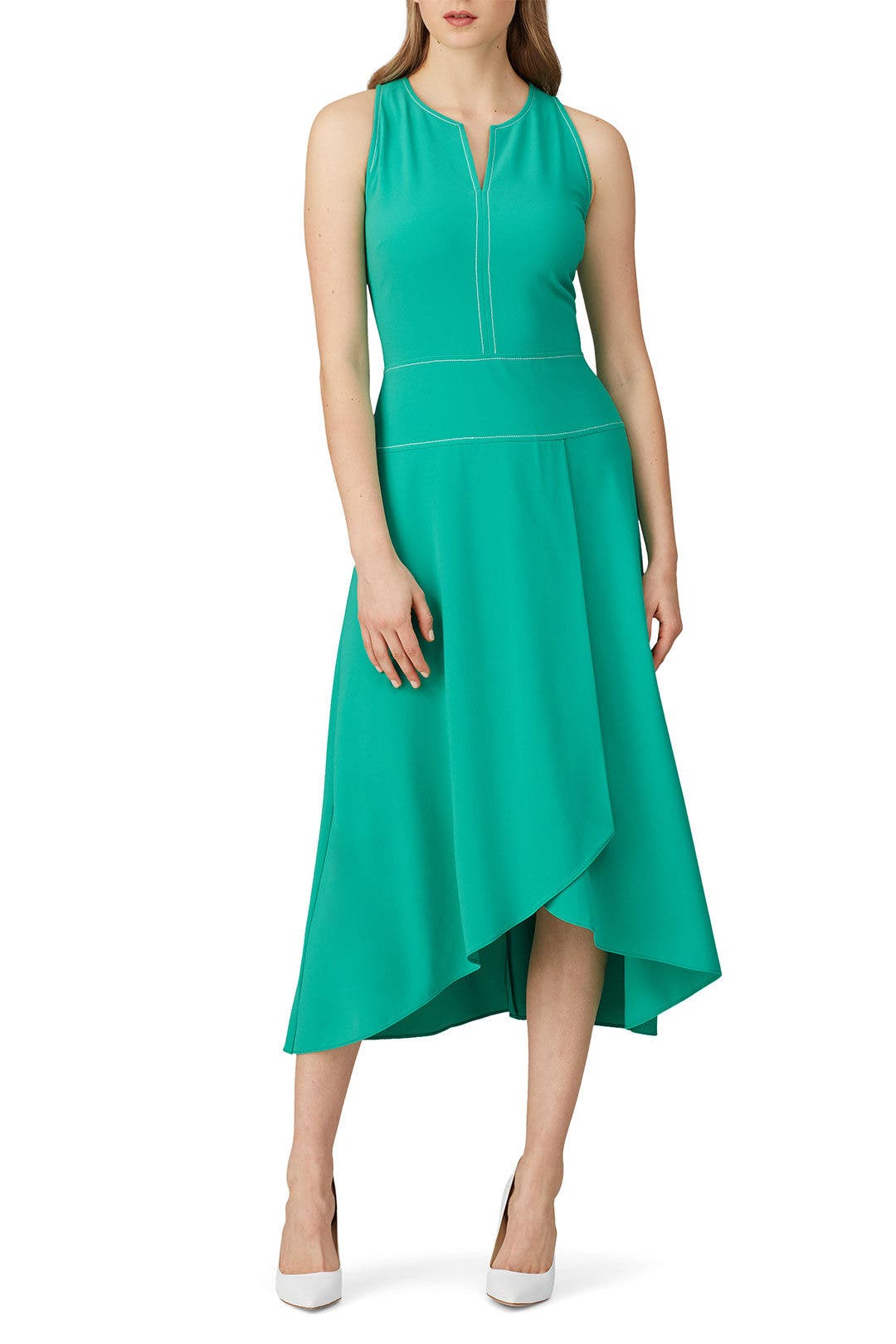 【Donna Morgan】ドナモーガン Vネック フィット フレア ドレス Amazon.com: Donna Morgan Elegant V-Neck Sleeveless Pleated