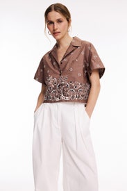 Patterned Rhinestone Cropped Shirt by Maje