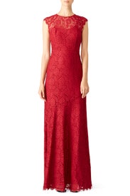 Red Rose Cap Sleeve Gown by Shoshanna