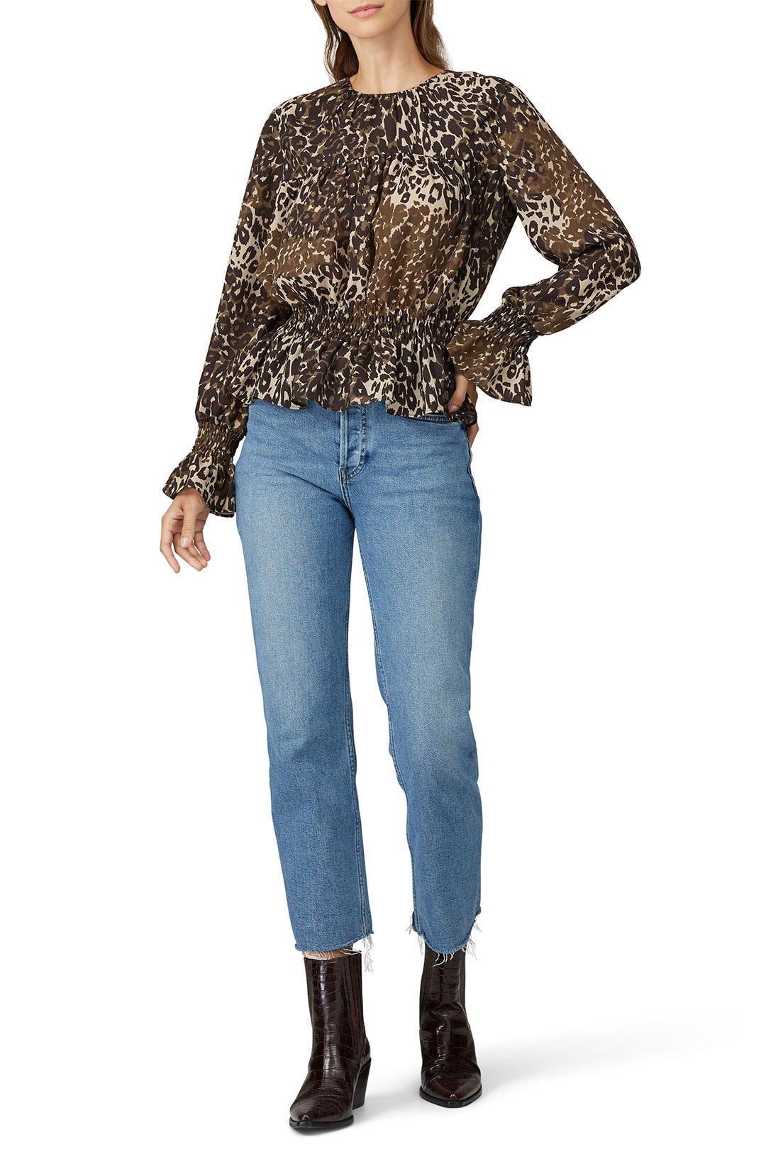 Animal Print Peasant Top by Victor Alfaro x RTR 0