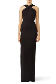 Black Ponte Cross Front Gown by Nicholas