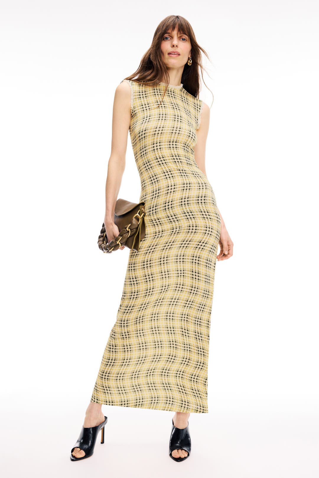 【WONDER WONDER】[Brushed] Carin vintage check maxi long SK Carine Vintage Checkered Maxi Long Skirt - WONDER WONDER
