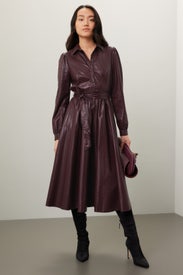 Pleated Faux Leather Dress by Peter Som x RTR