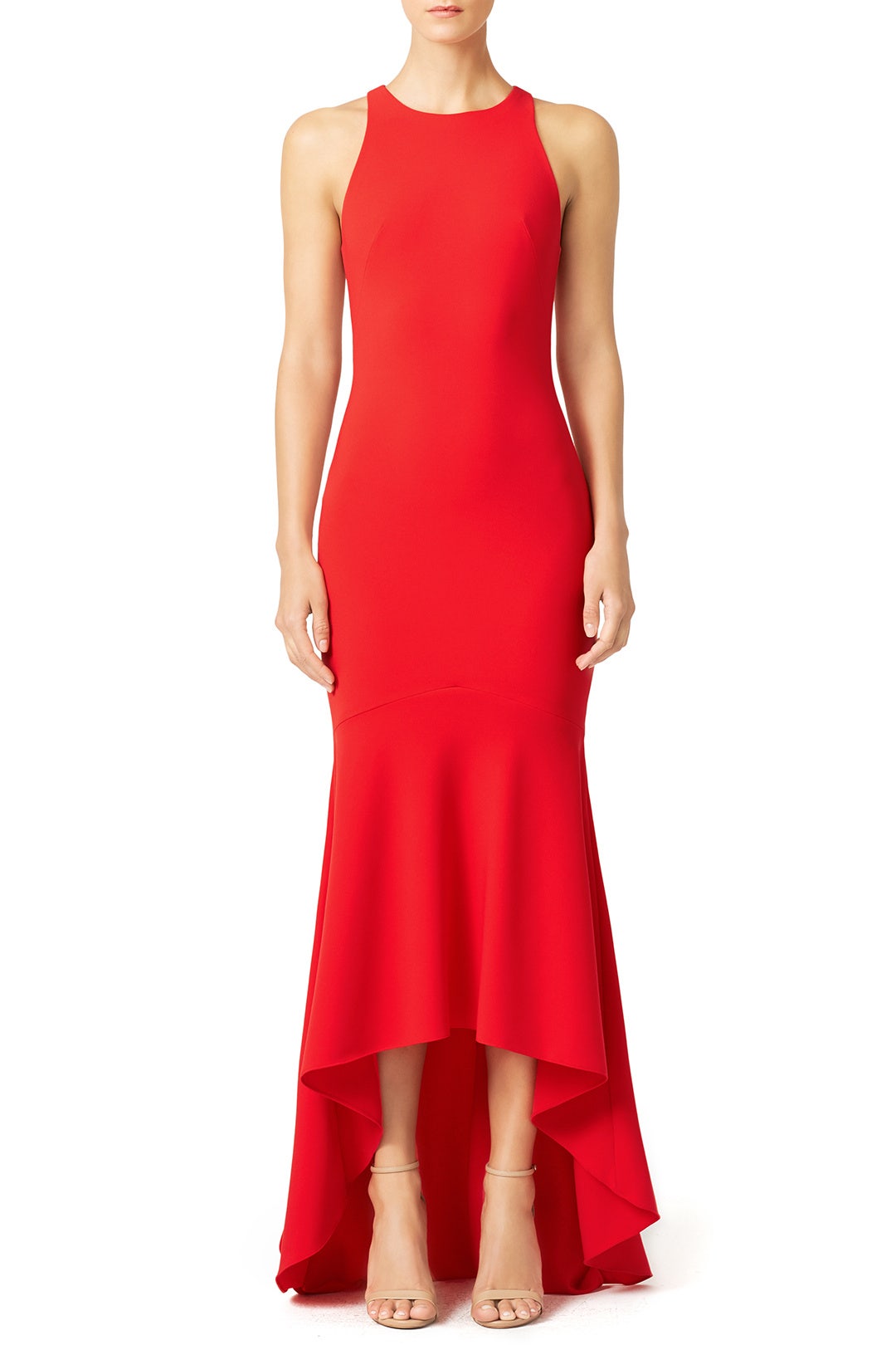 Red Cutaway Illusion Gown by Theia 0