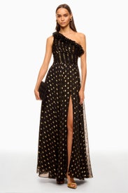 One Shoulder Ruffle Gown by Ieena for Mac Duggal