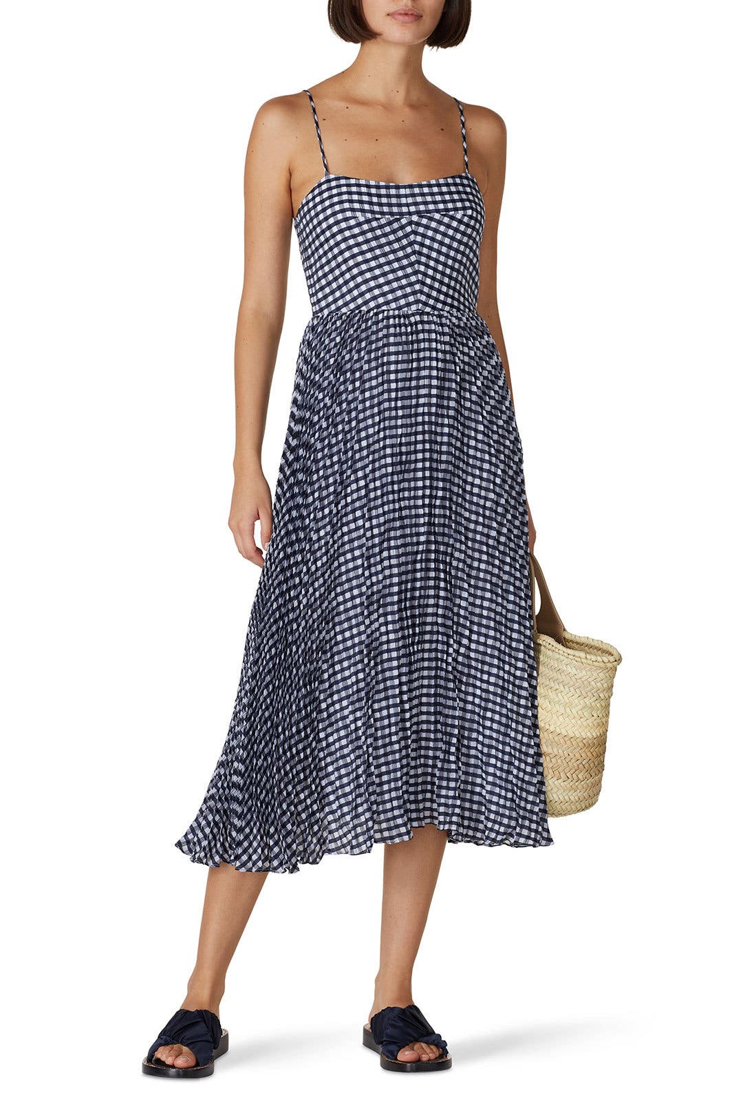 ワンピース RonHerman Checkered Seersucker Lap Dress ロンハーマン Checkered Seersucker Lap Dress