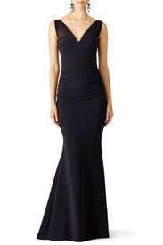Black Lace Illusion Gown by Chiara Boni La Petite Robe