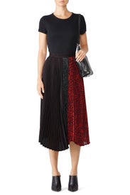 Paneled Asymmetric Pleated Skirt by Clu