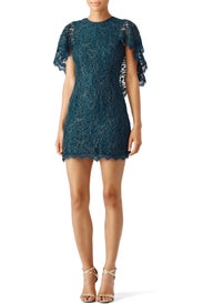 Teal Lace Cape Sheath by Dress The Population