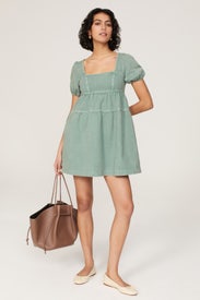 Green Denim Mini Dress by Louna