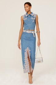 Lace Denim Vest by Rabanne