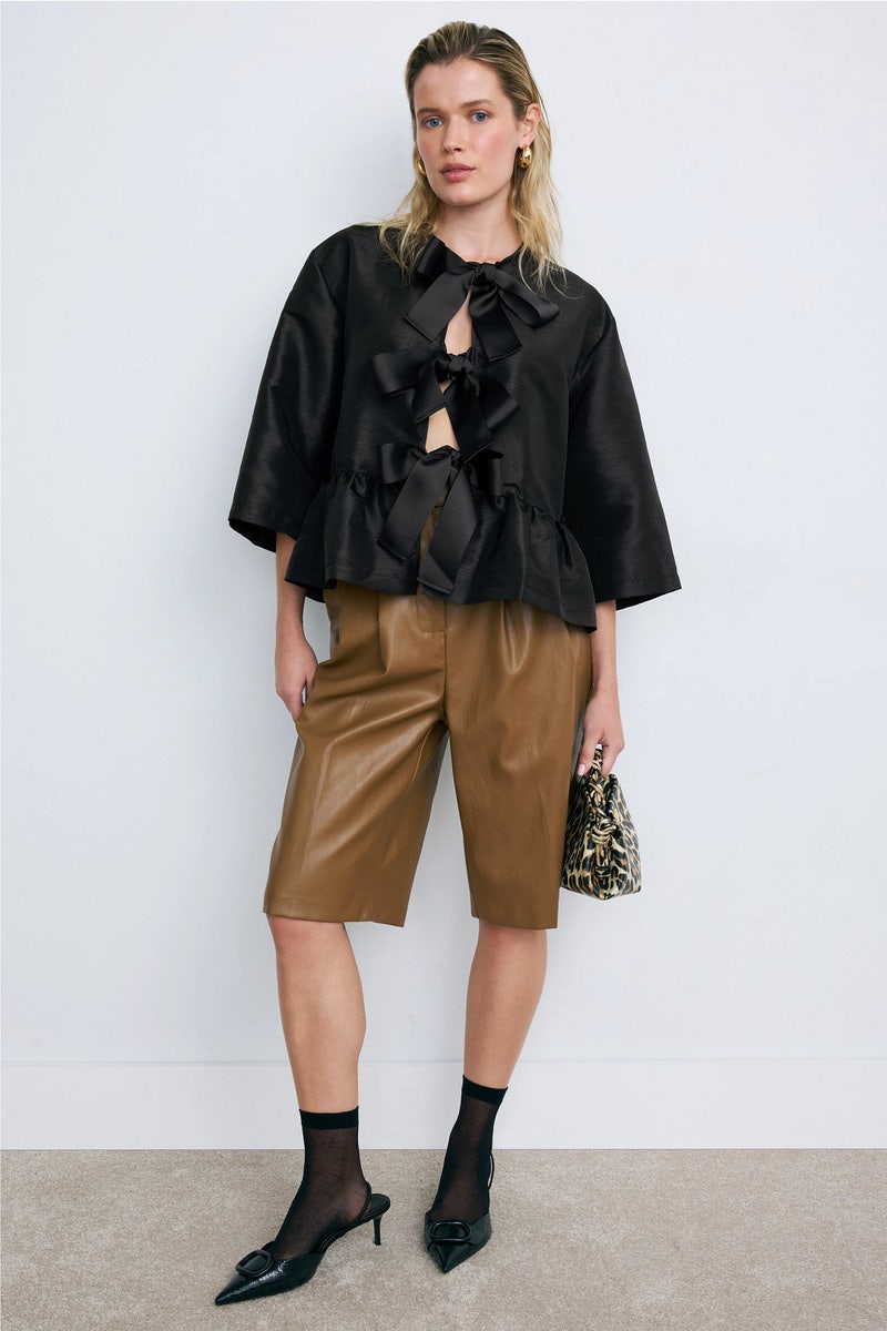 Crispy Peplum Bow Blouse by Stella Nova