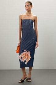 Floral Detail Strapless Midi by Stella Jean