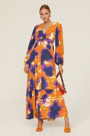 Tie Dye Peasant Maxi by Toccin