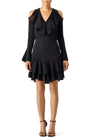 Black Plume Ruffle Dress by Yigal Azrouël