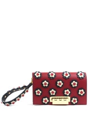 Red Floral Earthette Large Clutch by ZAC Zac Posen Handbags
