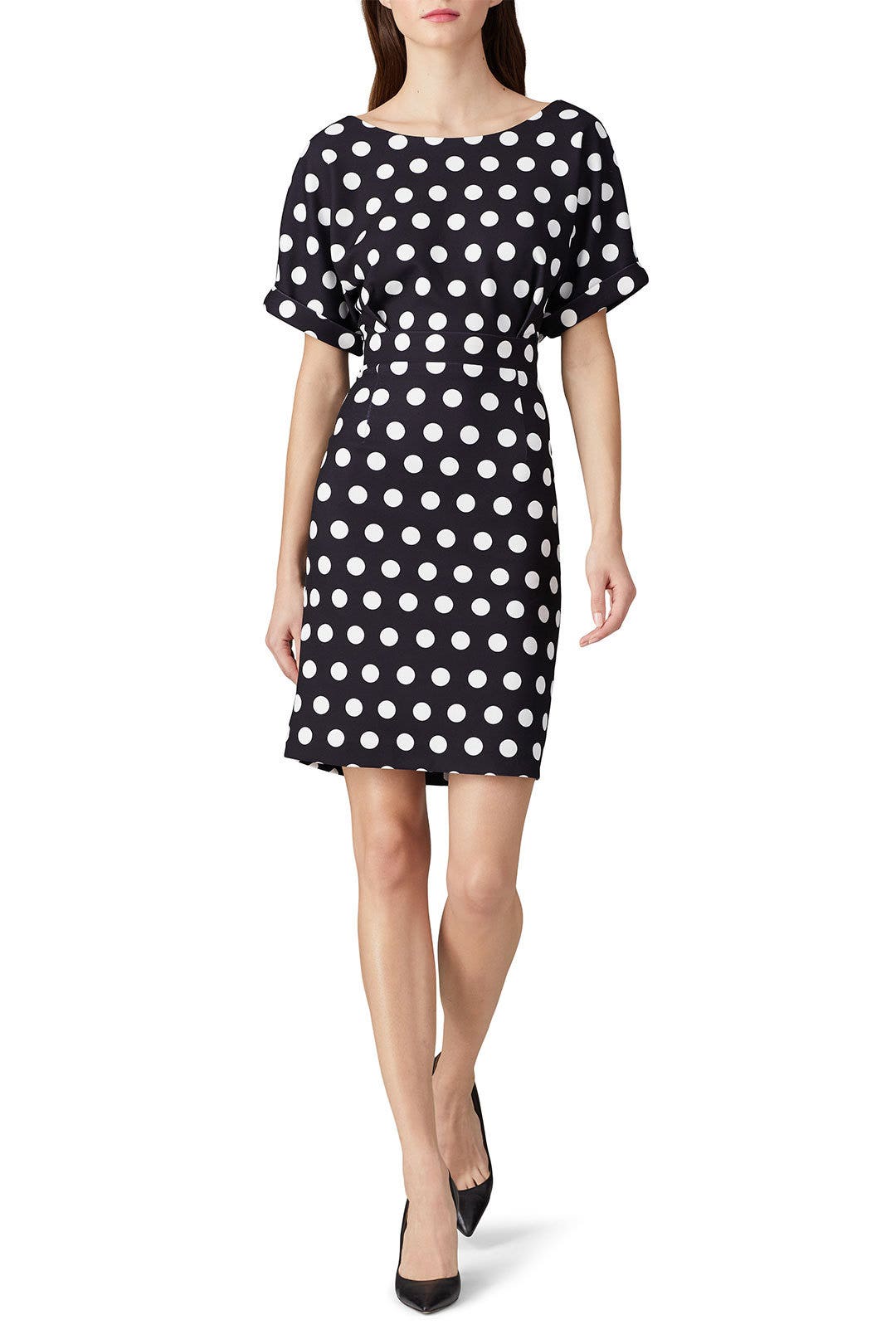Polka Dot Dropped Shoulder Sheath by Alexia Admor 0