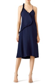 Navy Ruffle Slip Dress by Cedric Charlier