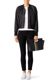 Black Zip Bomber by Free People