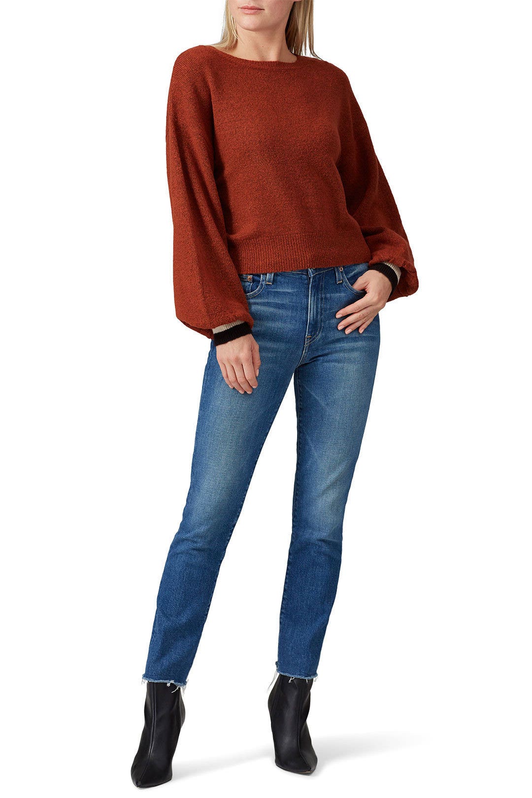 Red Striped Cuff Sweater by Louna 0