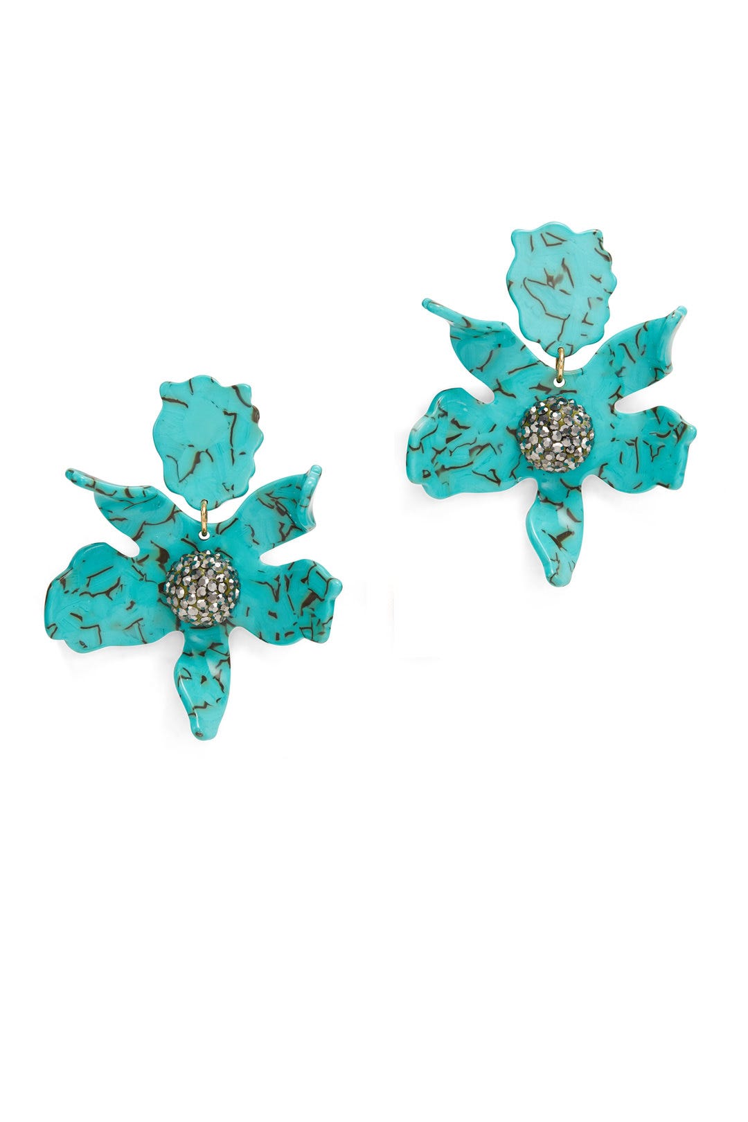 Turquoise Crystal Lily Earrings by Lele Sadoughi 1