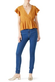 Selina Side Tie Frill Top by MINKPINK