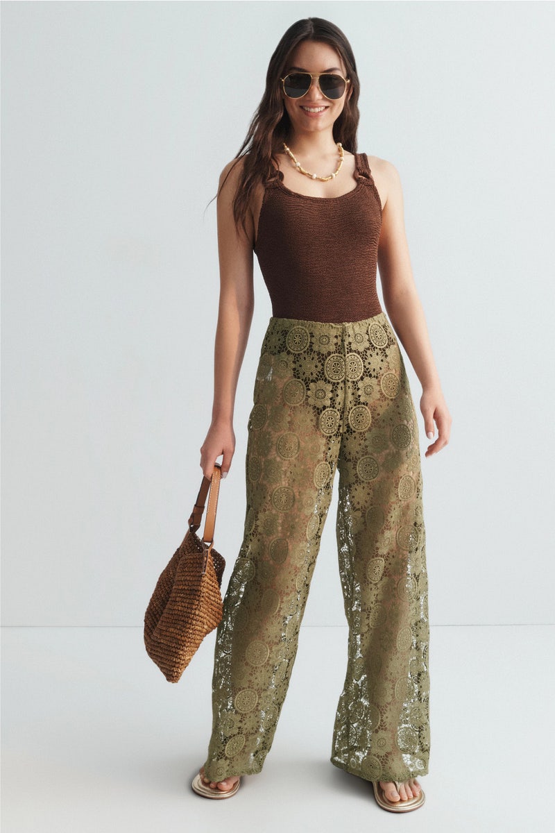 Lace Cover Up Wide Leg Pants by Ronny Kobo x RTR - Photo 0