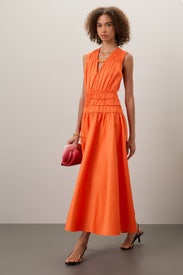 Orange Smocked Waist Maxi Dress by Roksanda x RTR