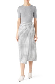 Elliot Check Wrap Skirt by Tibi