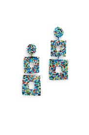 Multi Double Square Earrings by Kenneth Jay Lane