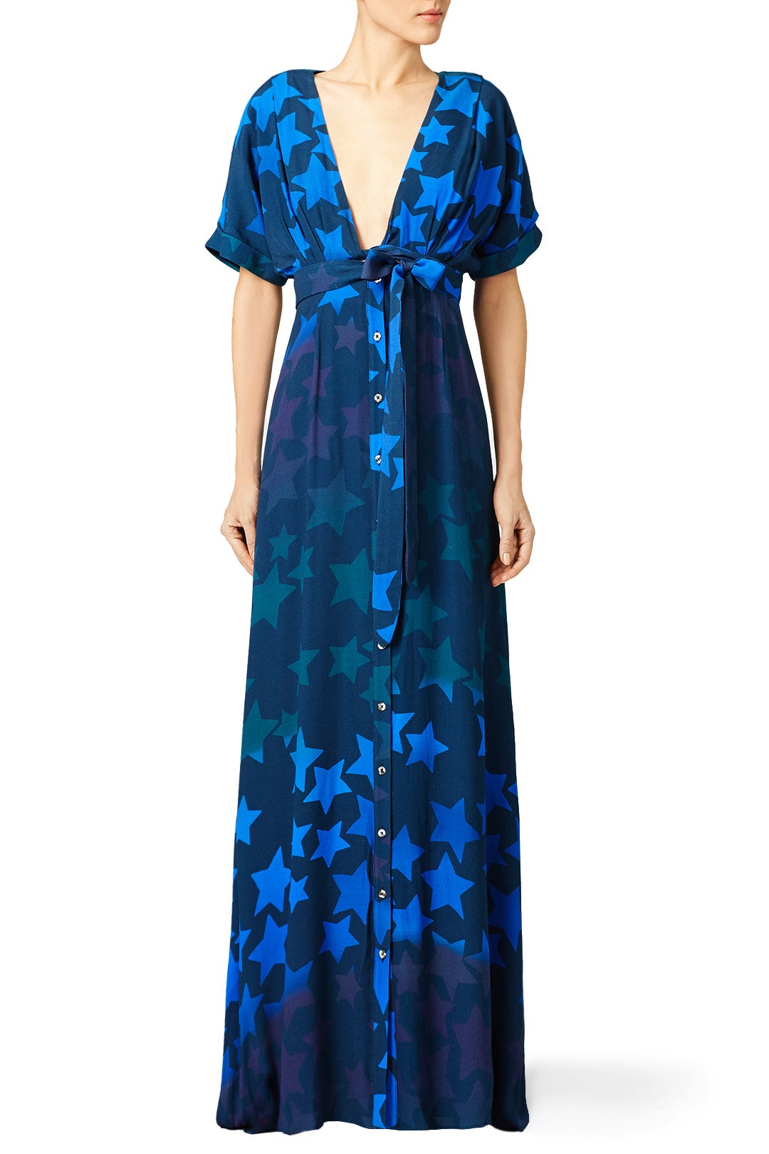 Navy Star Blast Tie Front Dress by Mara Hoffman 0