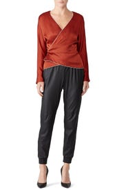 Rust Piping Wrap Top by Nicholas