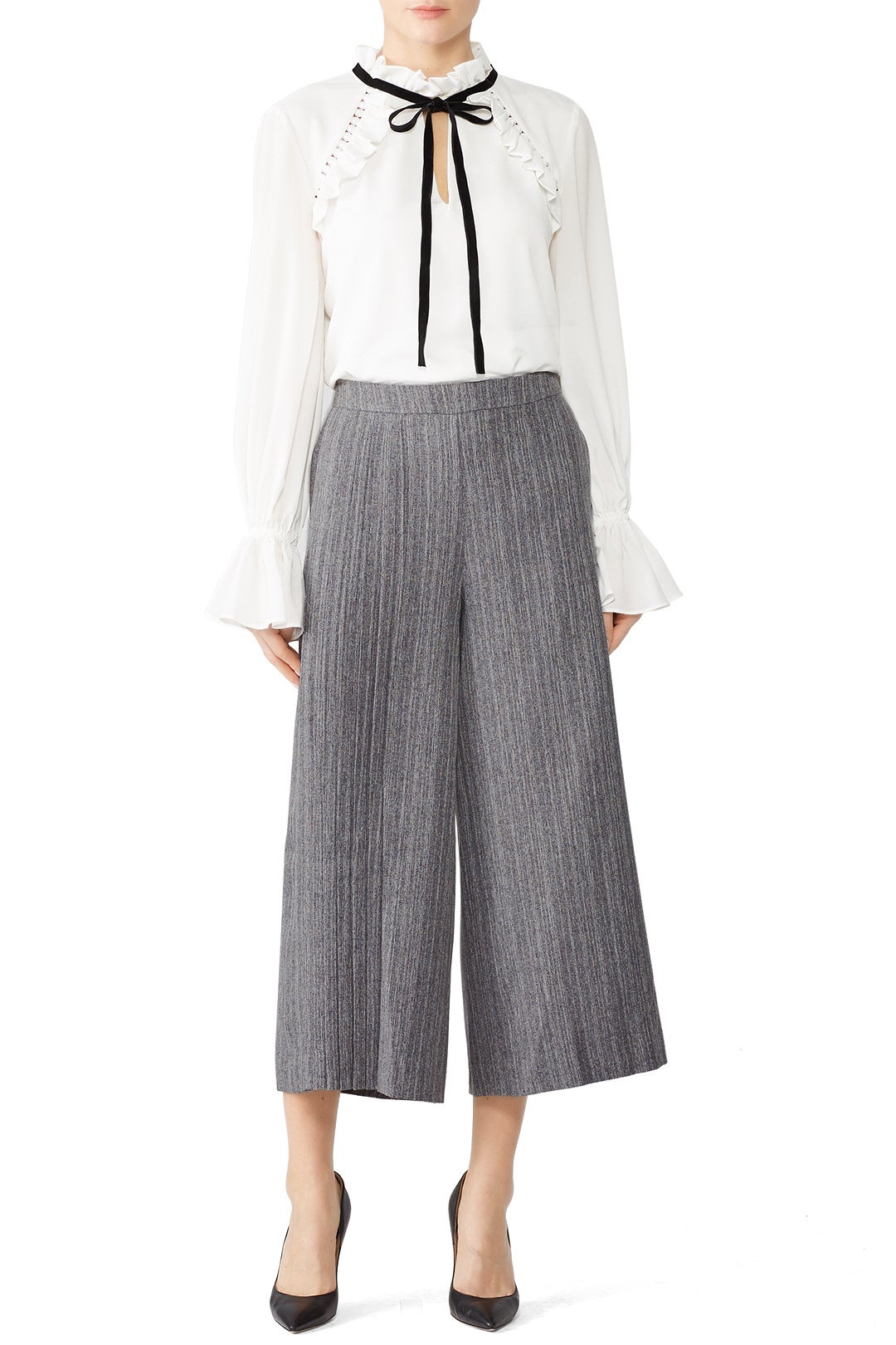 Grey Pleated Culottes by Osman 0