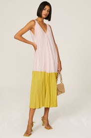 Watercolor Pleated Midi Dress by TOME x RTR