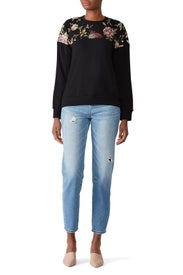 Embroidered Contrast Sweatshirt by Fifteen Twenty