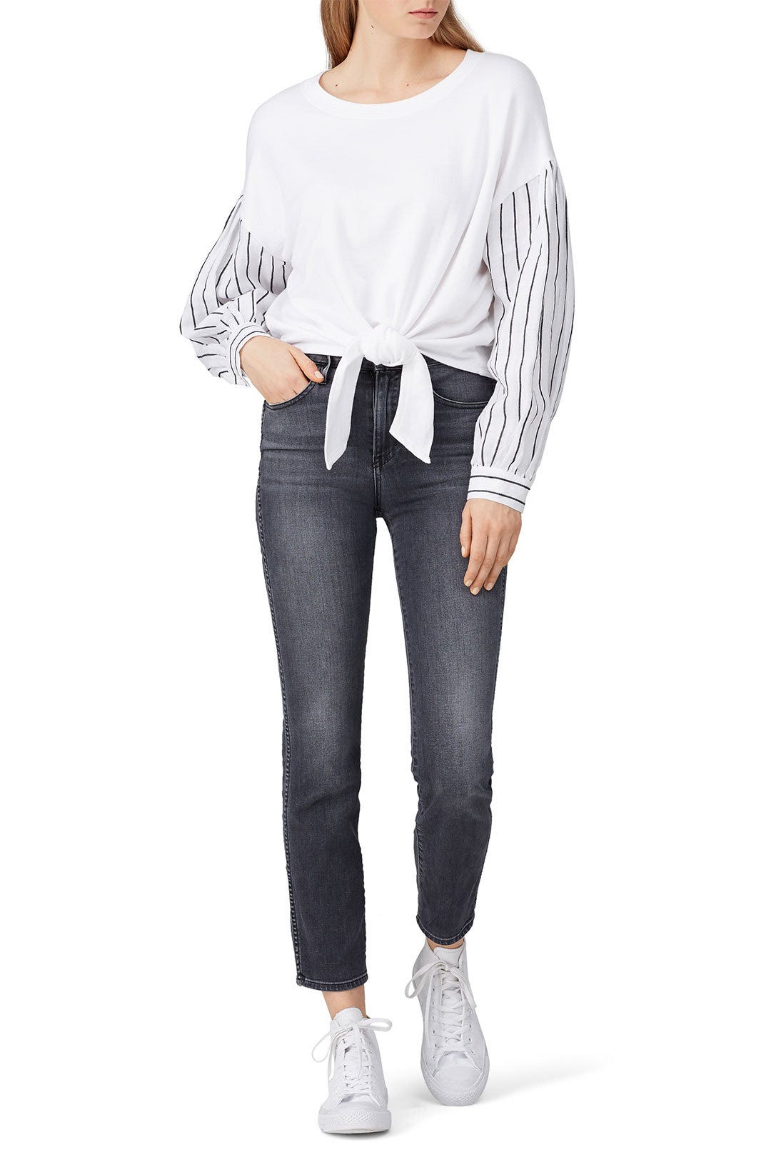 Contrast Tie Front Top by Fifteen Twenty 0