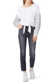 Contrast Tie Front Top by Fifteen Twenty