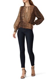Leopard Keyhole Blouse by GOOD AMERICAN