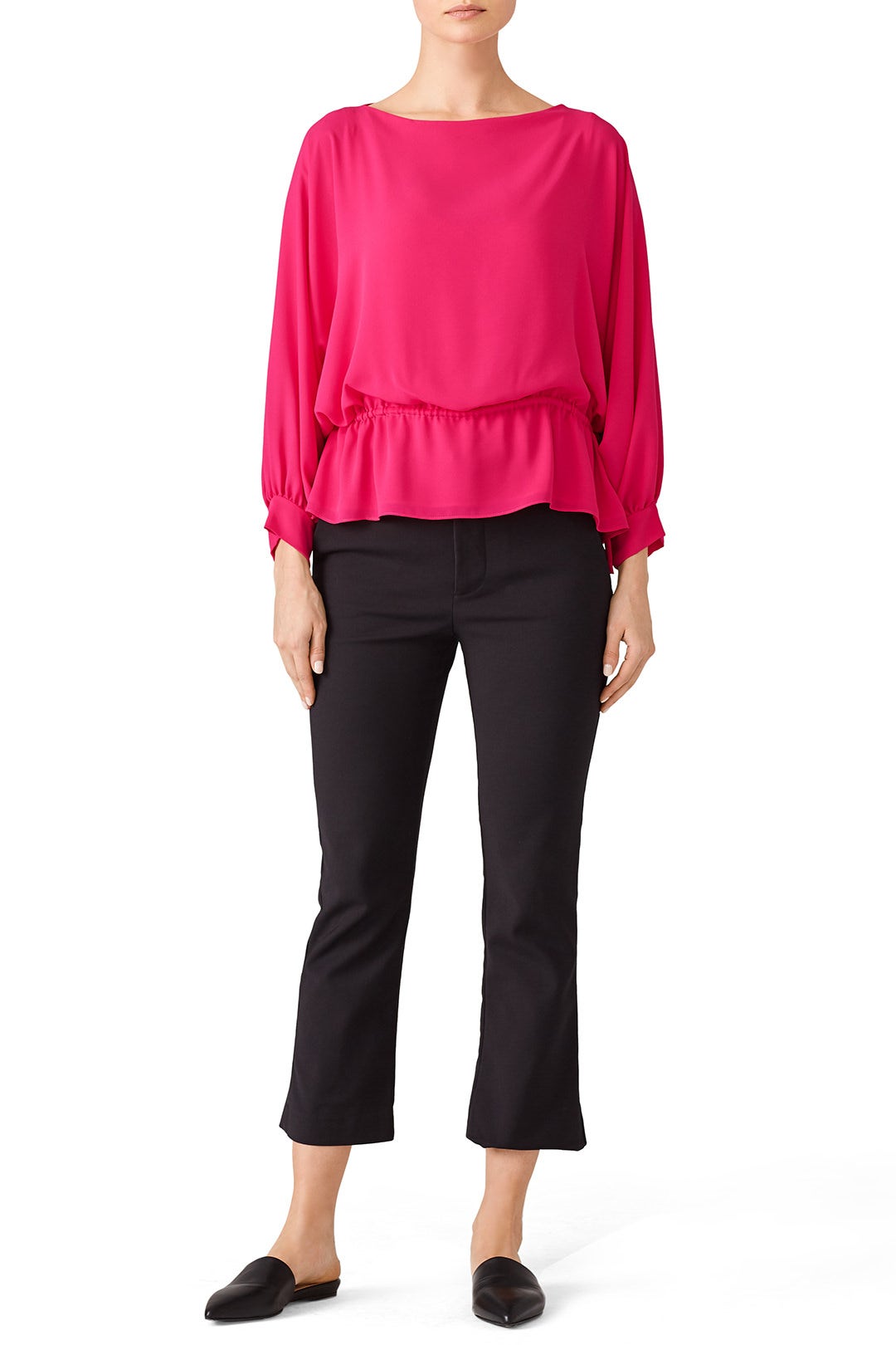 Fuchsia Poet Sleeve Top by Josie Natori 0