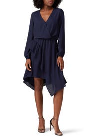 Navy Handkerchief Surplice Dress by krisa