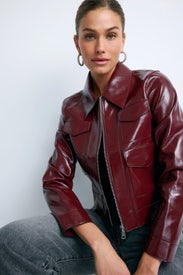 Patent Faux Leather Jacket by Ronny Kobo x RTR