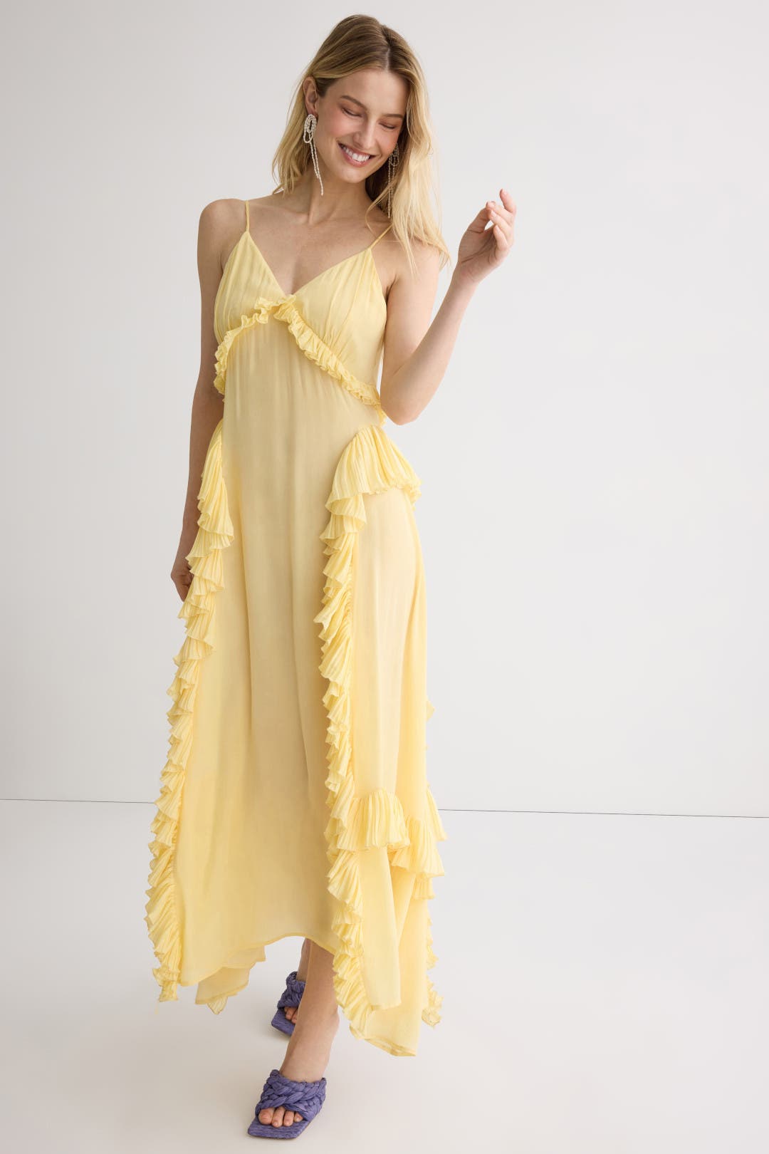 ★SEA NY★ Delilah フリル スリップ ドレス イエロー★送関込 Butter Delilah Dress by Sea New York | Rent the Runway