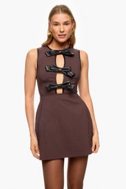 Vegan Leather Peplum Mini Dress by WEWOREWHAT