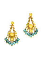 Yellow and Turquoise Statement Earrings by Elizabeth Cole