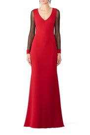 Ruby Illusion Sleeve Gown by Badgley Mischka
