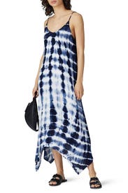 Blue Tie Dye Handkerchief Hem Dress by Fifteen Twenty