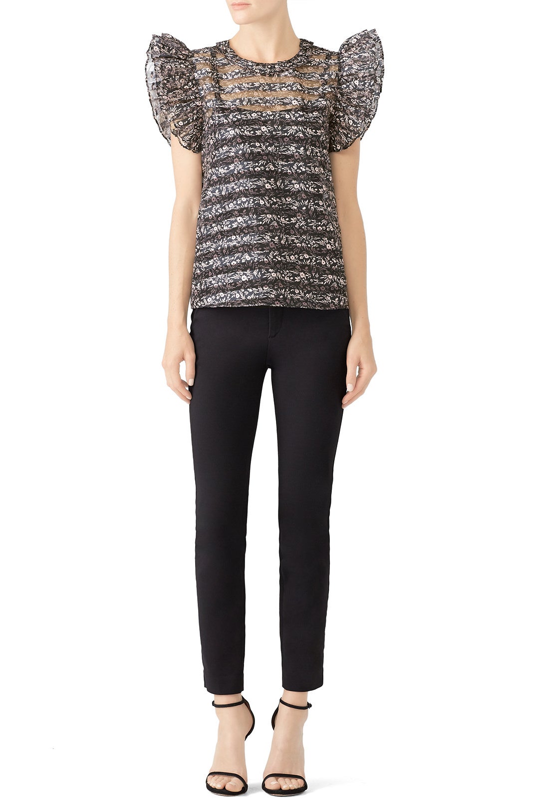 Sheer Floral Striped Top by Jill Jill Stuart 0