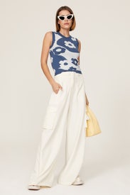 Blue Floral Knit Tank by Louna