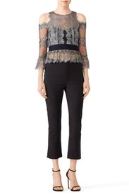 Floral Lace Peplum Top by Marchesa Notte